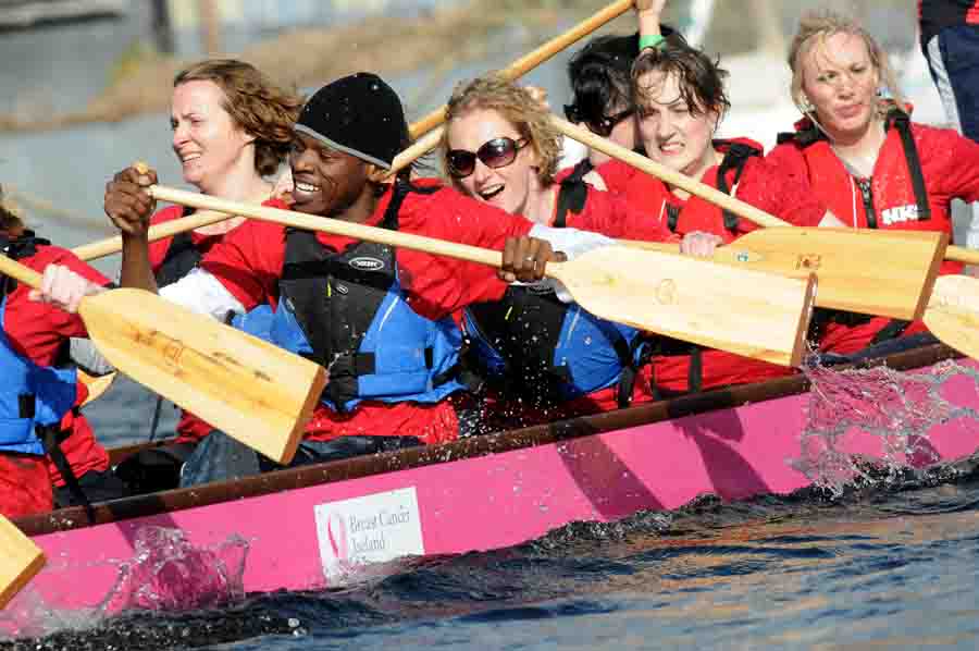 Members of Team Radiiological Rapids, St. Lukes Hospital Oncology Network enjoy their race in the charity team section of the Dublin Dragon Boat Regatta 2011  at the weekend . Photograph. Moya Nolan. I